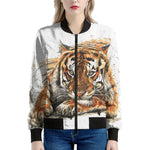 Watercolor Tiger Print Women's Bomber Jacket