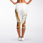 Watercolor Tiger Print Women's Capri Leggings