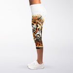 Watercolor Tiger Print Women's Capri Leggings