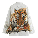 Watercolor Tiger Print Women's Cotton Blazer