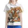 Watercolor Tiger Print Women's Polo Shirt