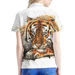 Watercolor Tiger Print Women's Polo Shirt