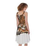 Watercolor Tiger Print Women's Sleeveless Dress