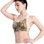 Watercolor Tiger Print Women's Sports Bra