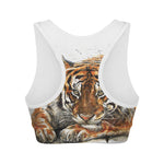 Watercolor Tiger Print Women's Sports Bra
