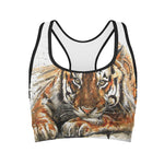 Watercolor Tiger Print Women's Sports Bra