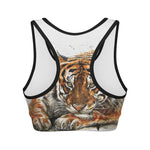 Watercolor Tiger Print Women's Sports Bra