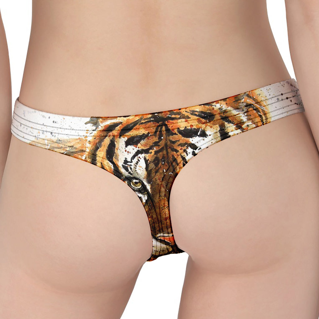 Watercolor Tiger Print Women's Thong