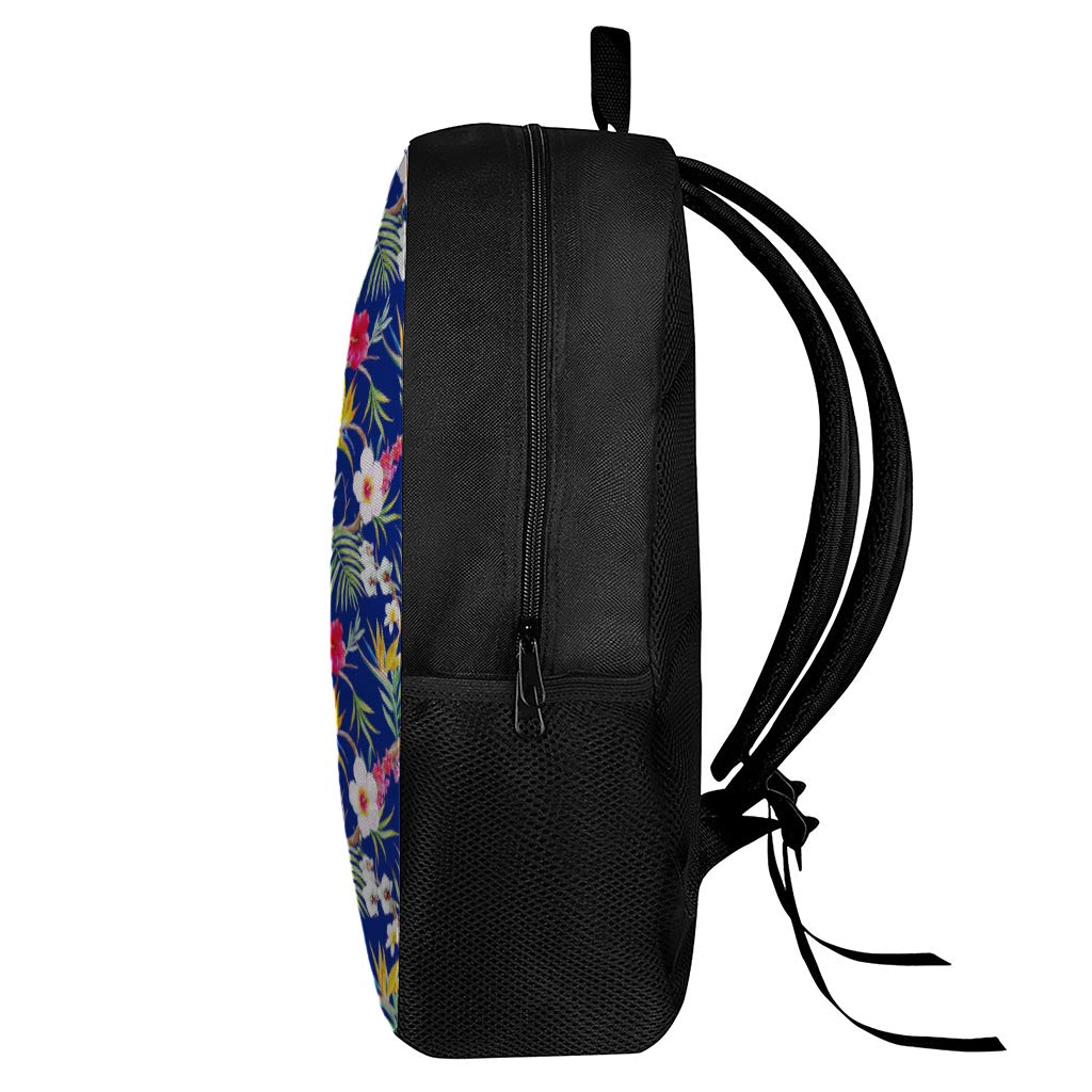 Watercolor Tropical Flower Pattern Print 17 Inch Backpack