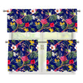Watercolor Tropical Flower Pattern Print 3 Piece Kitchen Curtains
