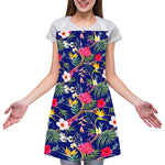 Watercolor Tropical Flower Pattern Print Adjustable Apron