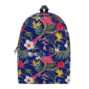 Watercolor Tropical Flower Pattern Print Backpack