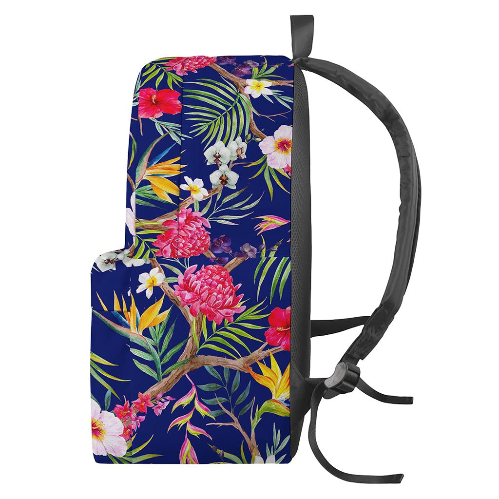 Watercolor Tropical Flower Pattern Print Backpack