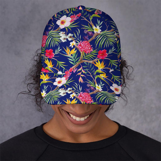 Watercolor Tropical Flower Pattern Print Baseball Cap