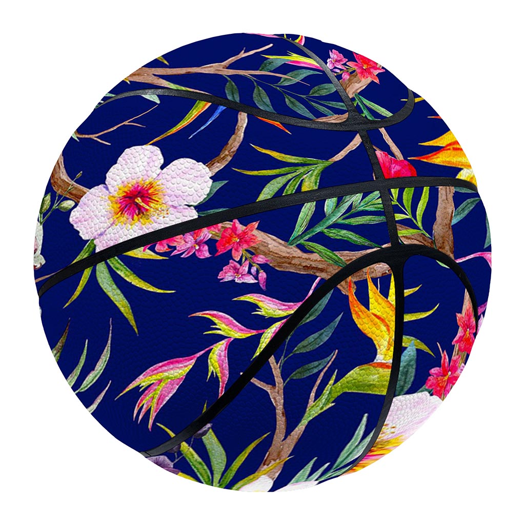Watercolor Tropical Flower Pattern Print Basketball
