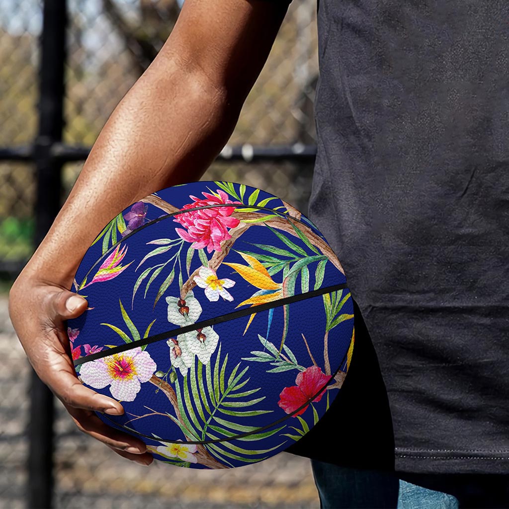 Watercolor Tropical Flower Pattern Print Basketball