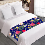 Watercolor Tropical Flower Pattern Print Bed Runner