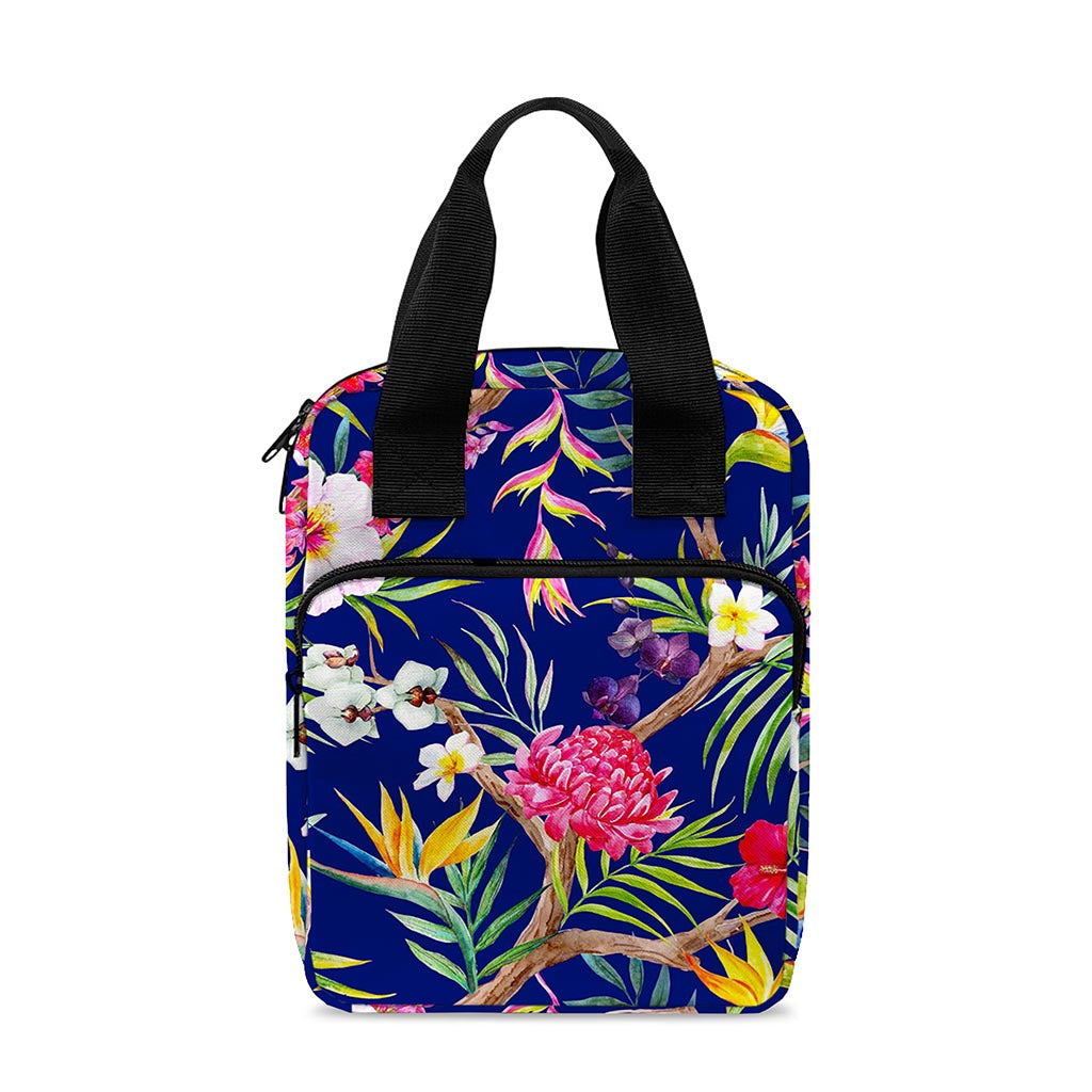 Watercolor Tropical Flower Pattern Print Bible Tote Bag