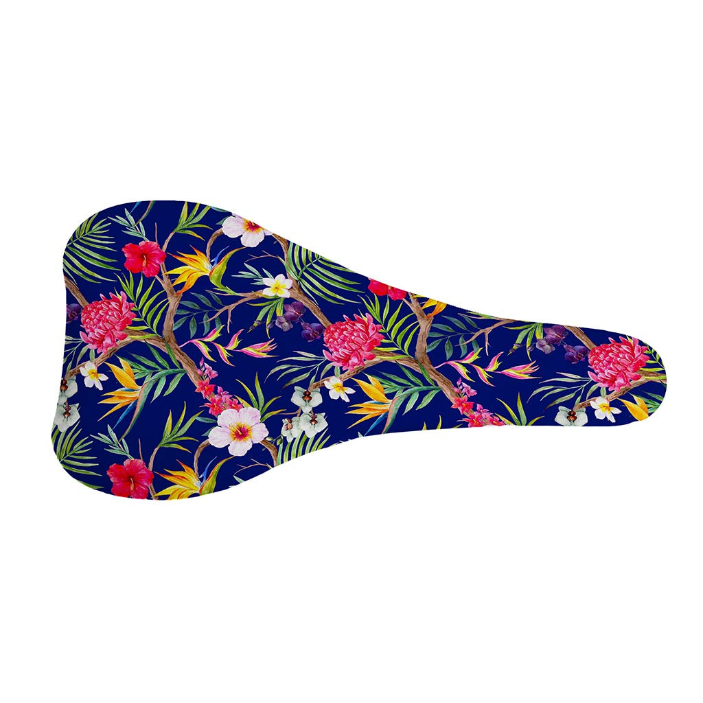 Watercolor Tropical Flower Pattern Print Bicycle Seat Cover