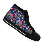 Watercolor Tropical Flower Pattern Print Black High Top Sneakers