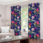 Watercolor Tropical Flower Pattern Print Blackout Grommet Curtains