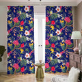 Watercolor Tropical Flower Pattern Print Dimout Pencil Pleat Curtains