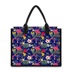 Watercolor Tropical Flower Pattern Print Canvas Tote Bag
