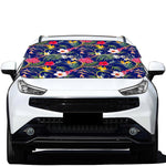 Watercolor Tropical Flower Pattern Print Car Windshield Snow Cover