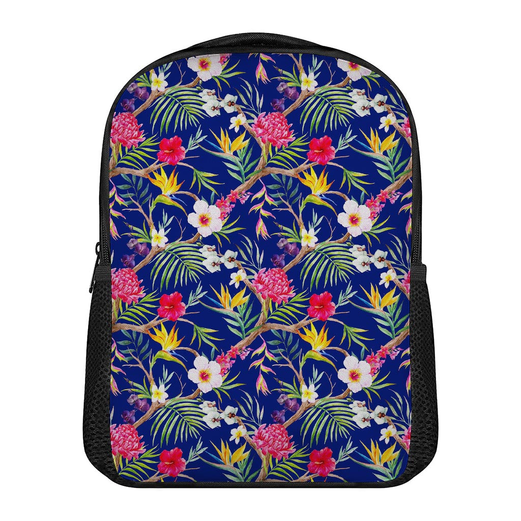 Watercolor Tropical Flower Pattern Print Casual Backpack