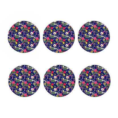 Watercolor Tropical Flower Pattern Print Coaster Set