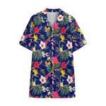 Watercolor Tropical Flower Pattern Print Cotton Hawaiian Shirt