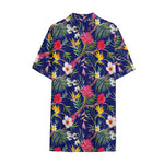 Watercolor Tropical Flower Pattern Print Cotton Hawaiian Shirt