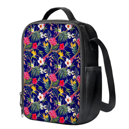 Watercolor Tropical Flower Pattern Print Crossbody Lunch Bag