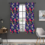 Watercolor Tropical Flower Pattern Print Curtain