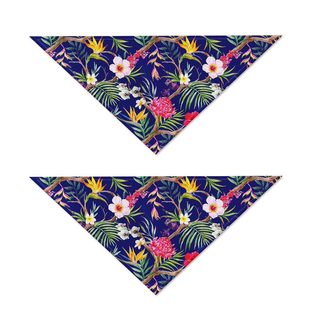 Watercolor Tropical Flower Pattern Print Dog Bandana