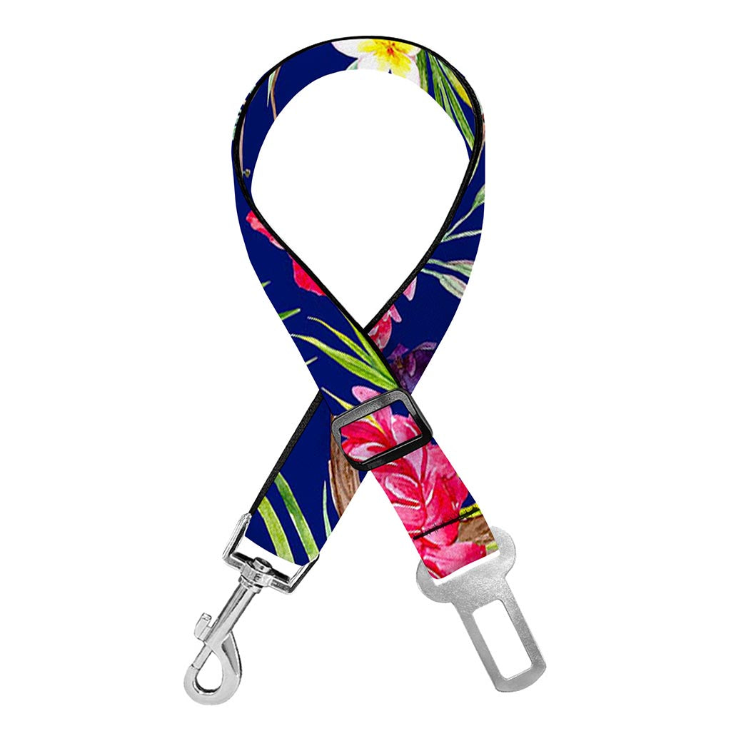 Watercolor Tropical Flower Pattern Print Dog Seat Belt