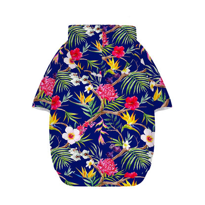 Watercolor Tropical Flower Pattern Print Dog Zip Up Hoodie