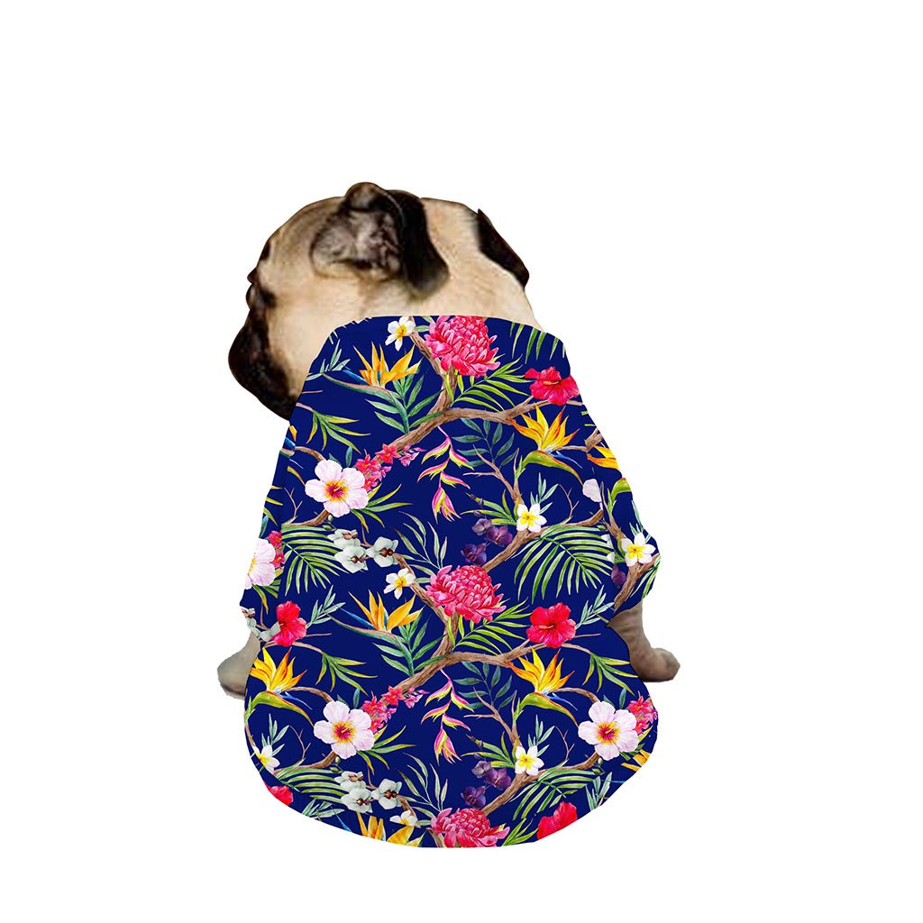 Watercolor Tropical Flower Pattern Print Dog Zip Up Jacket