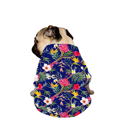 Watercolor Tropical Flower Pattern Print Dog Zip Up Jacket