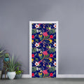 Watercolor Tropical Flower Pattern Print Door Sticker
