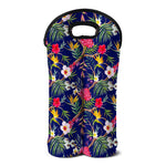 Watercolor Tropical Flower Pattern Print Double Neoprene Wine Tote
