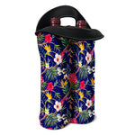 Watercolor Tropical Flower Pattern Print Double Neoprene Wine Tote