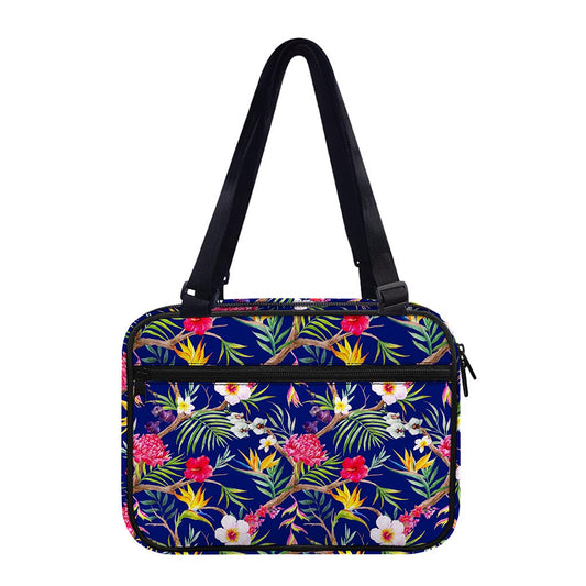 Watercolor Tropical Flower Pattern Print Double Strap Bible Bag