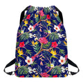 Watercolor Tropical Flower Pattern Print Drawstring Backpack