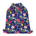 Watercolor Tropical Flower Pattern Print Drawstring Bag