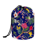 Watercolor Tropical Flower Pattern Print Drawstring Makeup Bag