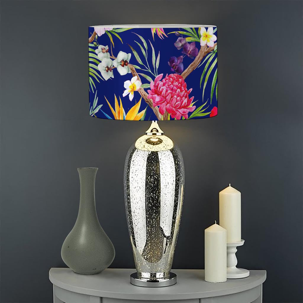 Watercolor Tropical Flower Pattern Print Drum Lamp Shade