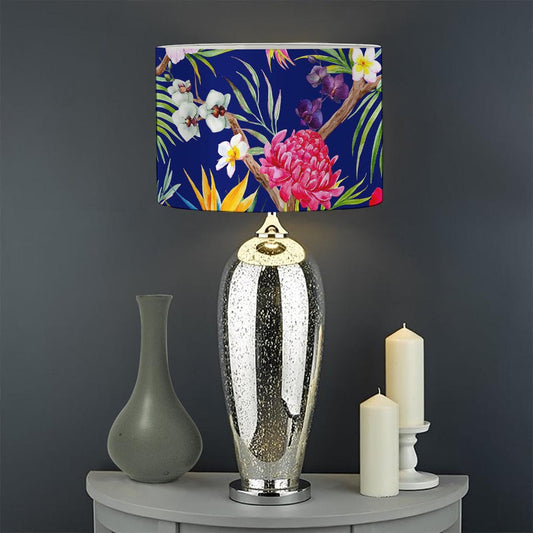 Watercolor Tropical Flower Pattern Print Drum Lamp Shade