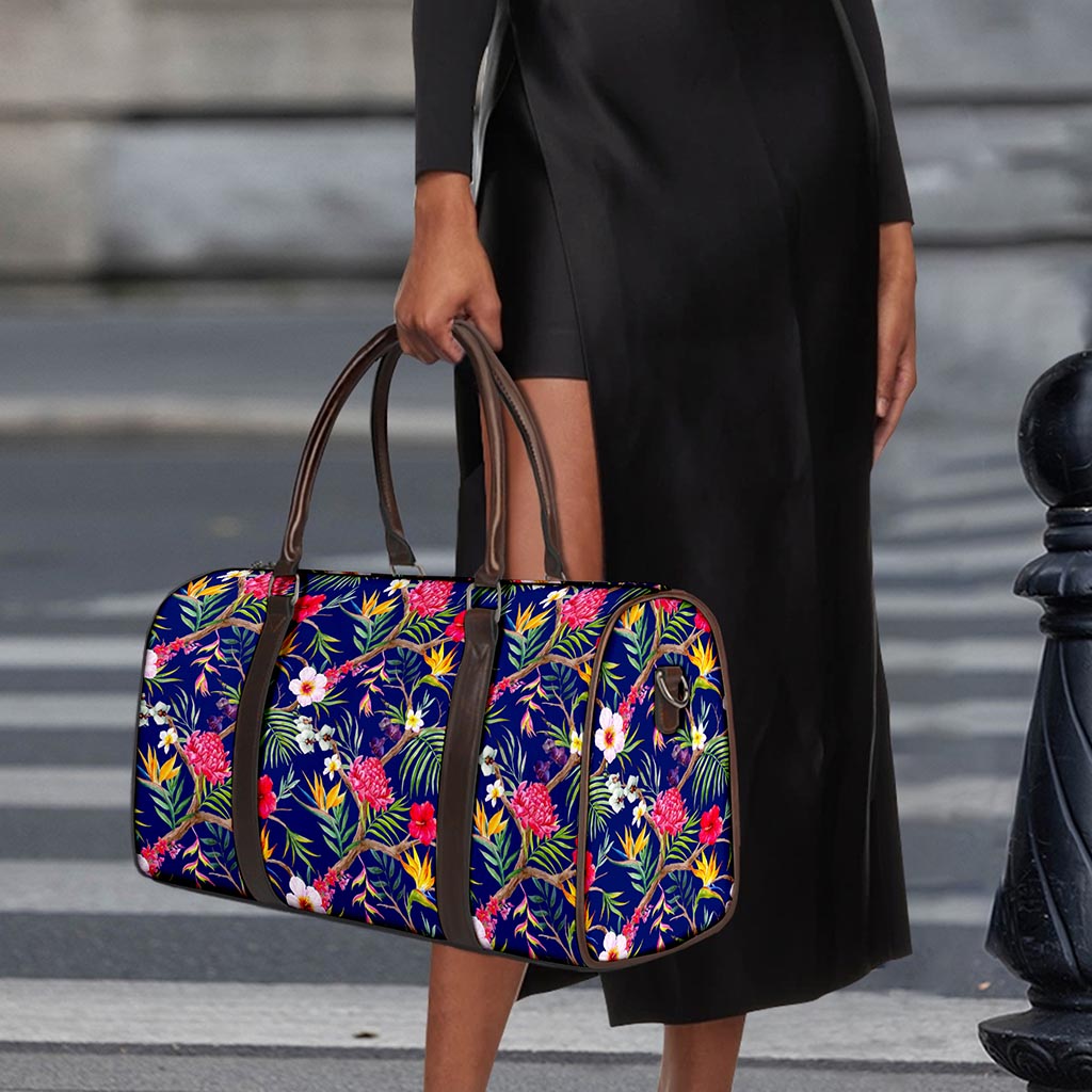 Watercolor Tropical Flower Pattern Print Duffle Bag