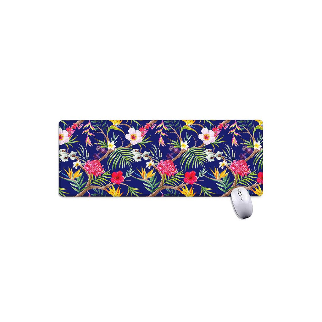 Watercolor Tropical Flower Pattern Print Extended Mouse Pad